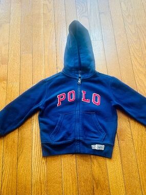 Polo Ralph Lauren Boys Navy/Red Zip Up Hoodie Size 2T